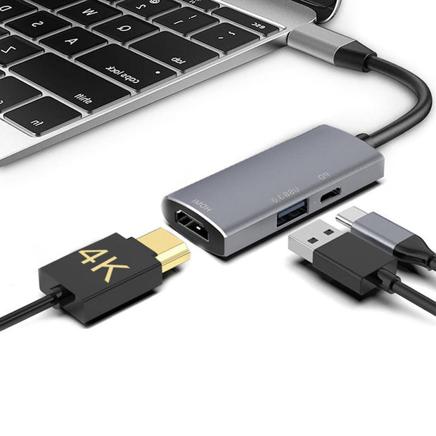3-in-1 USB Hub Docking Station with C Interface - Compact USB Splitter - clip memories