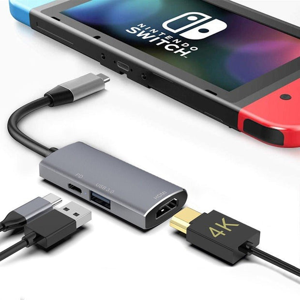 3-in-1 USB Hub Docking Station with C Interface - Compact USB Splitter - clip memories