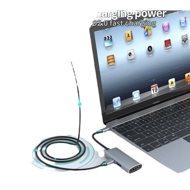 3-in-1 USB Hub Docking Station with C Interface - Compact USB Splitter - clip memories