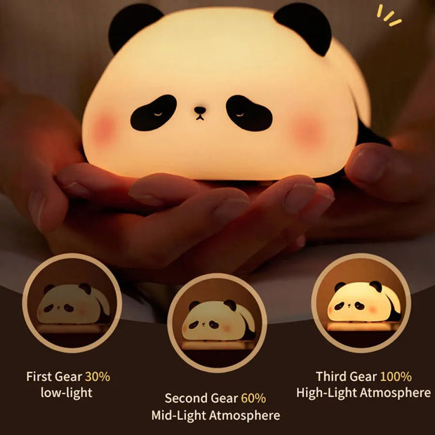 Cute Panda USB Rechargeable Night Light_LED Timer Kids Bedside Lamp - clip memories
