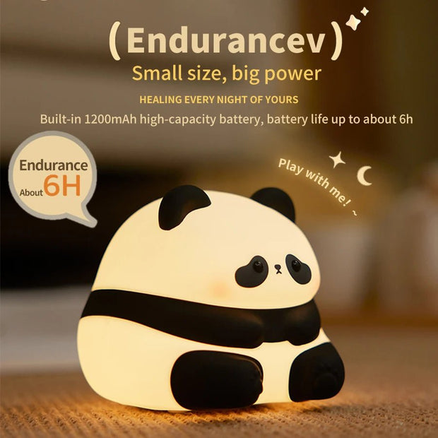 Cute Panda USB Rechargeable Night Light_LED Timer Kids Bedside Lamp - clip memories