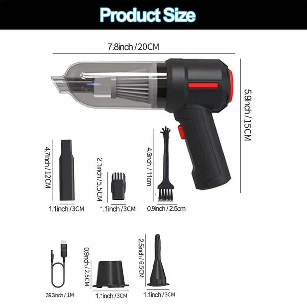 Cordless 2in1 Vacuum Air Blower Mini Duster: Electric Cleaner for Keyboard, Pet Hair, Laptop & More - clip memories