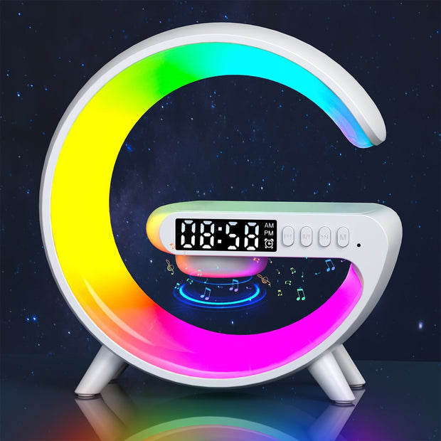 Wireless Speaker with Fast Charging, RGB Lights, Smart Alarm Clock & Table Lamp - CLIP GADGETS