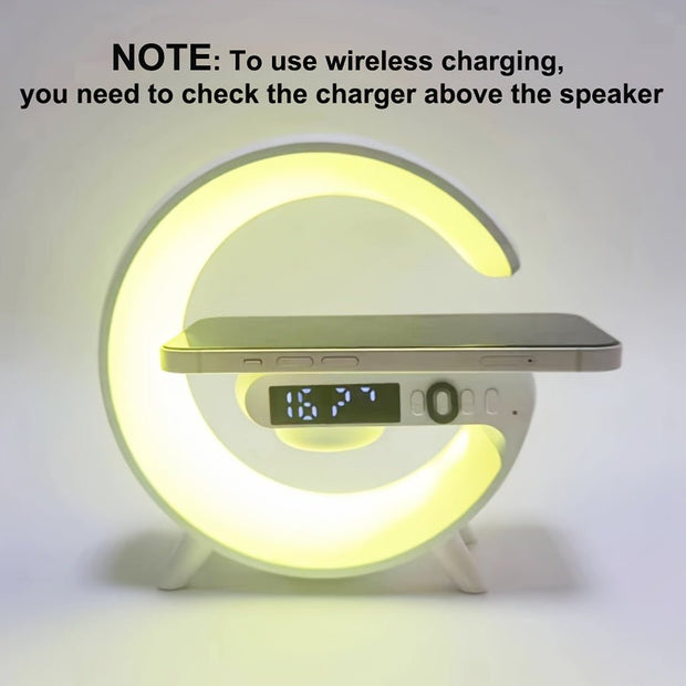 Wireless Speaker with Fast Charging, RGB Lights, Smart Alarm Clock & Table Lamp - CLIP GADGETS