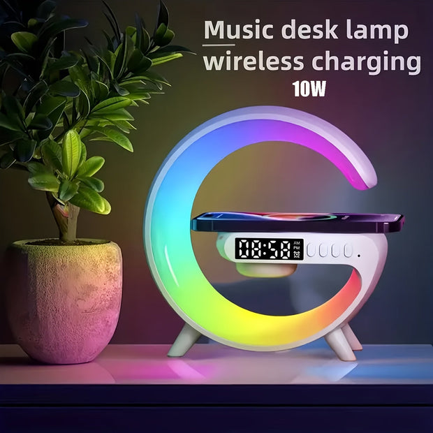 Wireless Speaker with Fast Charging, RGB Lights, Smart Alarm Clock & Table Lamp - CLIP GADGETS