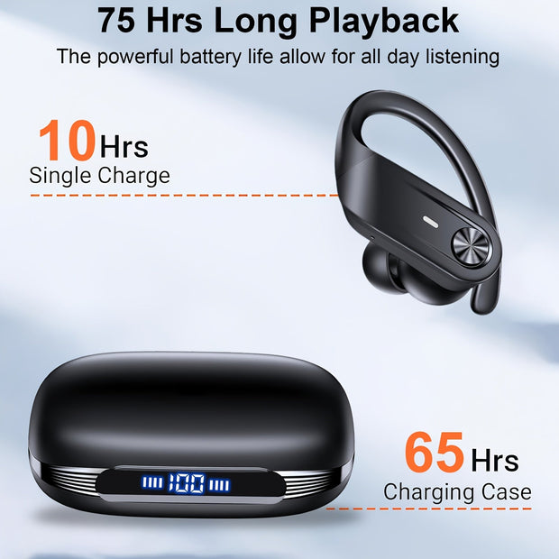 Premium Wireless Earbuds with Deep Bass & Mic for Sports - CLIP GADGETS