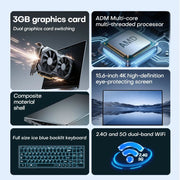 Portable Xiaman Windows 11 Laptop with AMD A4-7210 MX350 - 15.6" IPS Display & Fingerprint Reader - clip memories