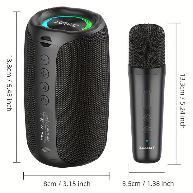ZEALOT M2 Wireless Karaoke Speaker, RGB Lights, 8H Playtime, EQ Modes - Black - CLIP GADGETS