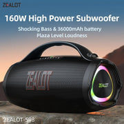 ZEALOT-S98 160W Bluetooth Speaker w/ 36000mAh Battery & RGB Light - CLIP GADGETS